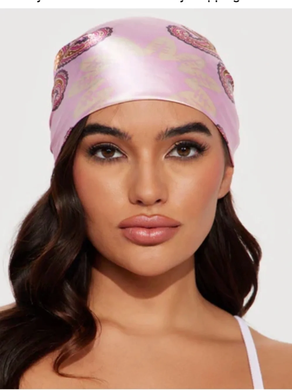 Pink Patterned Head Scarf - Picture 3 of 3